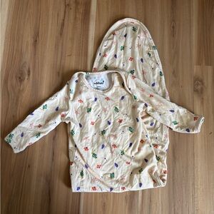 WildBird Cream Newborn Kimono Top with Tie Bottom Multicolor Sea Motifs